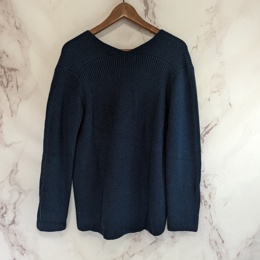 Anthropologie Sweater Womens Small Blue Wool Blend V Neck Velvet Graham Pullover - Picture 5 of 9